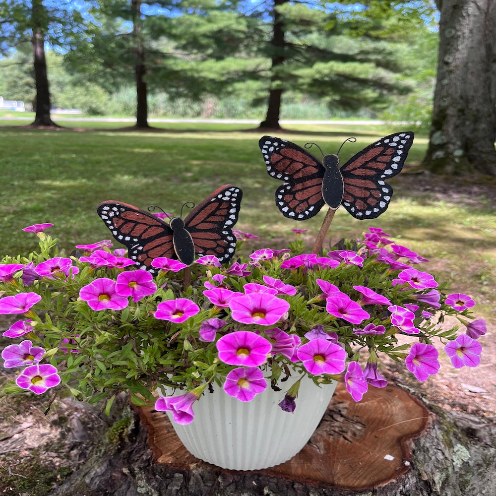 PLANT POKE - Butterfly on a Stick - MONARCH BUTTERFLY - 10.0 in. Tall