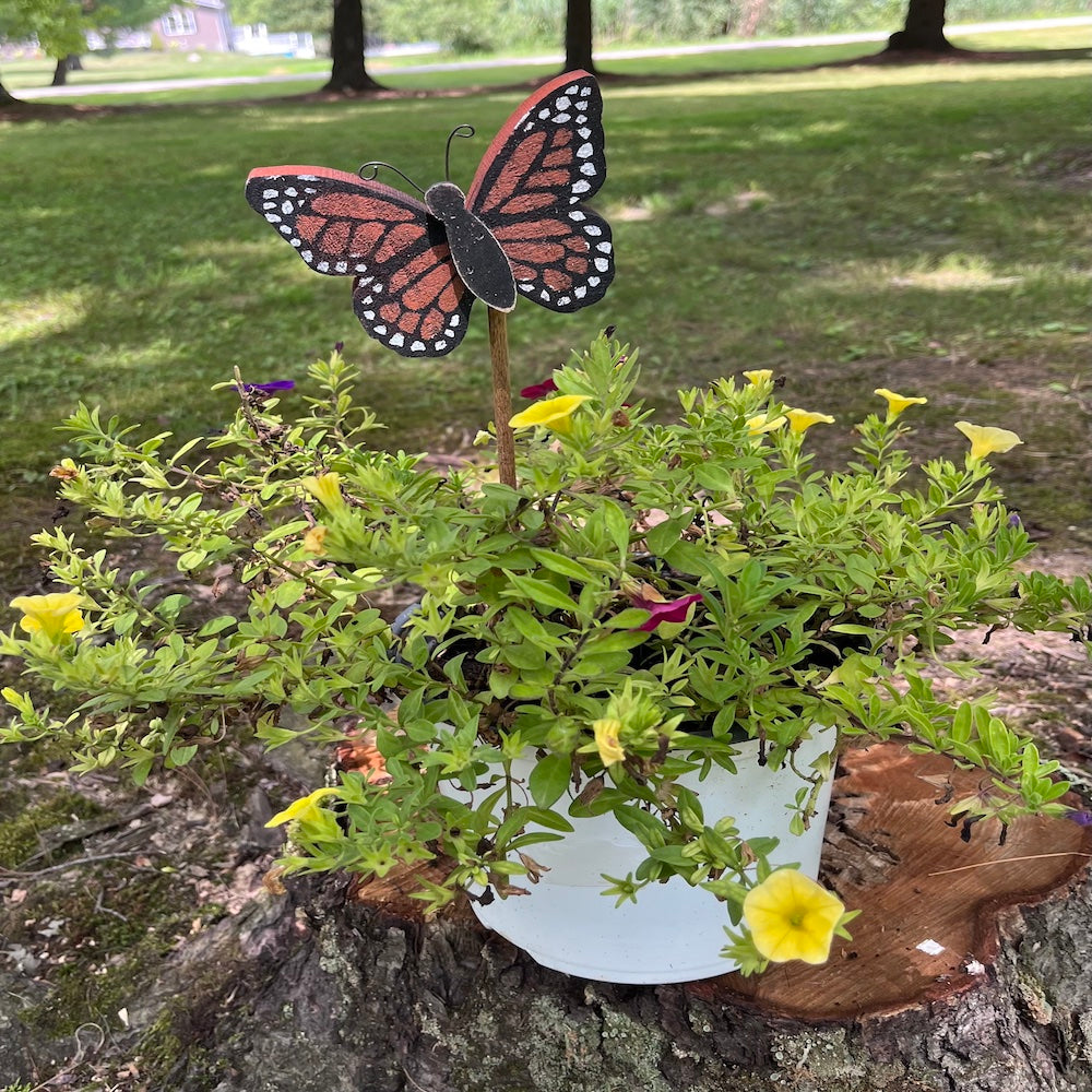PLANT POKE - Butterfly on a Stick - MONARCH BUTTERFLY - 14.5 in. Tall