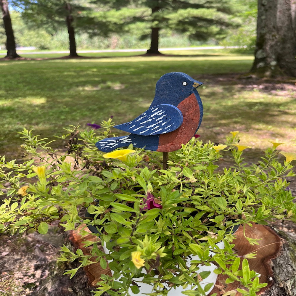 PLANT POKE - Bird on a Stick - BLUEBIRD - 10.0 in. Tall