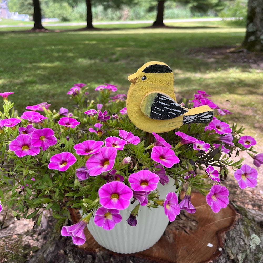 PLANT POKE - Bird on a Stick - CANARY - 14.5 in. Tall