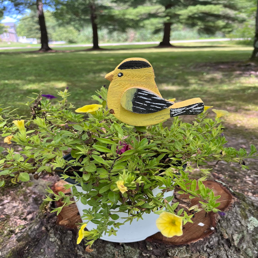 PLANT POKE - Bird on a Stick - CANARY - 14.5 in. Tall