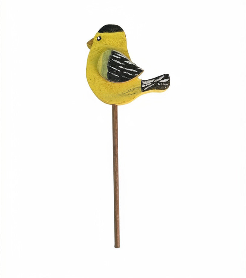 Bird on a Stick - CANARY - Plant Poke - 14.5 in. Tall