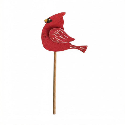 PLANT POKE - Bird on a Stick - CARDINAL - 14.5 in. Tall