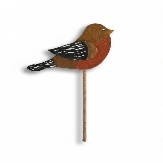 PLANT POKE - Bird on a Stick - ROBIN - 10.0 in. Tall