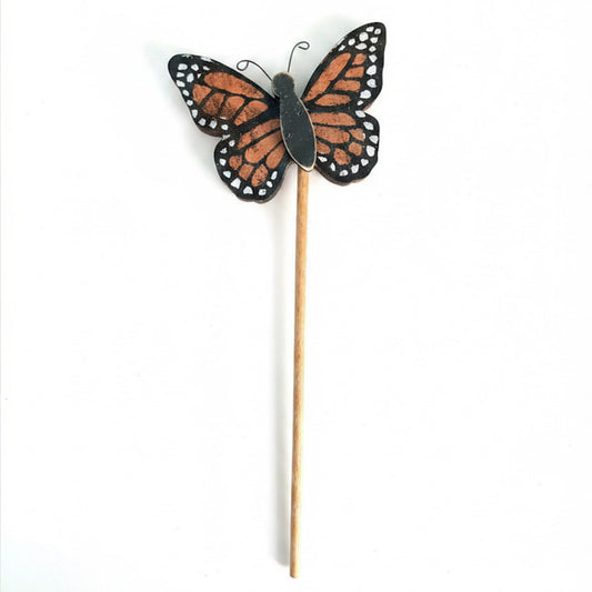PLANT POKE - Butterfly on a Stick - MONARCH BUTTERFLY - 14.5 in. Tall