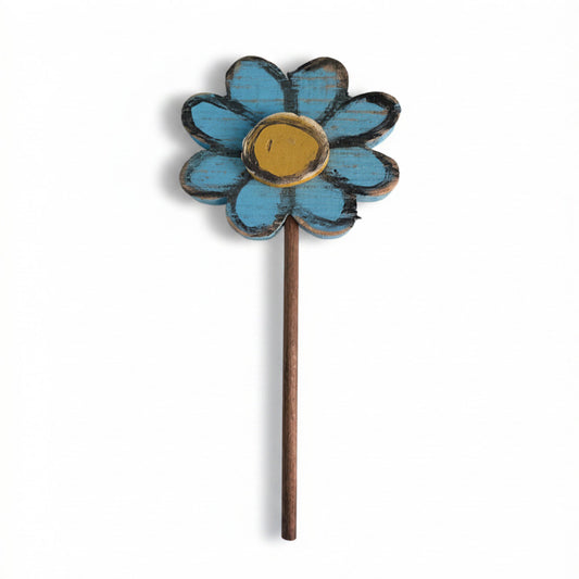 PLANT POKE - Flower on a Stick - BLUE FLOWER - 14.5 in. Tall