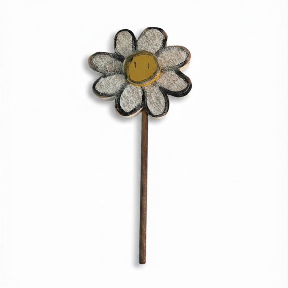 Flower on a Stick - WHITE FLOWER - Plant Poke - 10.0 in. Tall