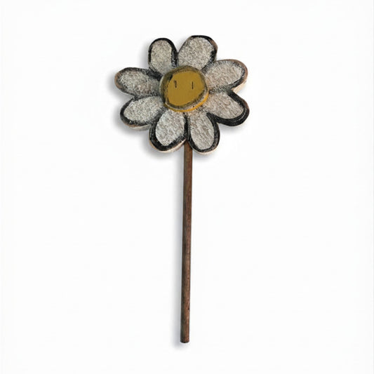 PLANT POKE - Flower on a Stick - WHITE FLOWER - 10.0 in. Tall